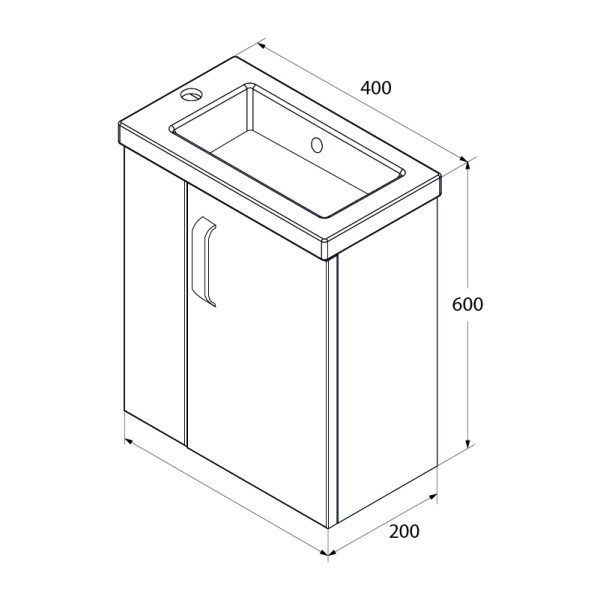Тумба под раковину, подвесная, белая, 40 см, IDDIS Torr (TOR40W1i95)