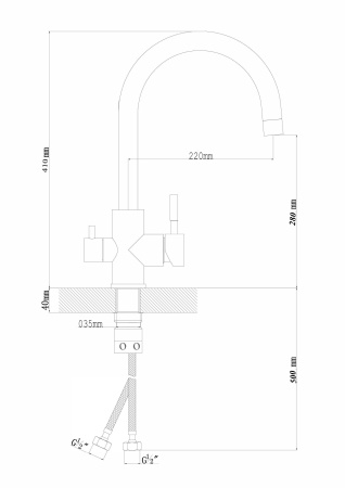 Смеситель для кухни  подключением к фильтру FLORENTINA Клио FL (333.13Н.2123.307) серый шёлк