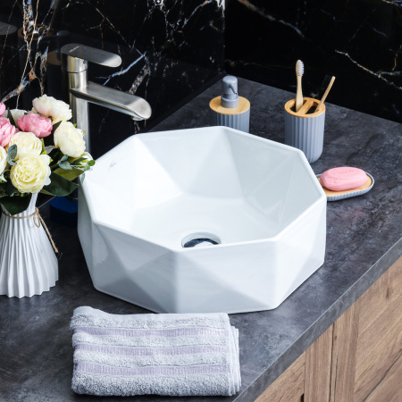 Раковина накладная на столешницу MELANA (78347) многоугольник, белая Раковина накладная на столешницу MELANA (78347) многоугольник, белая