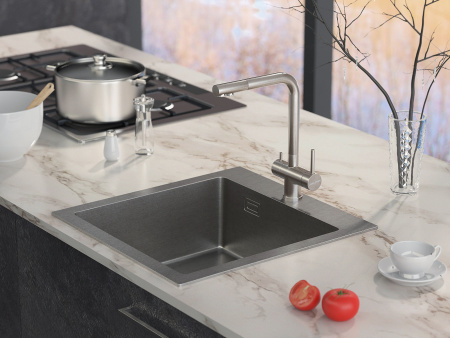 Смеситель для кухни PAULMARK SKALEN (Sk213020-BS) с подключением к фильтру, брашированная сталь