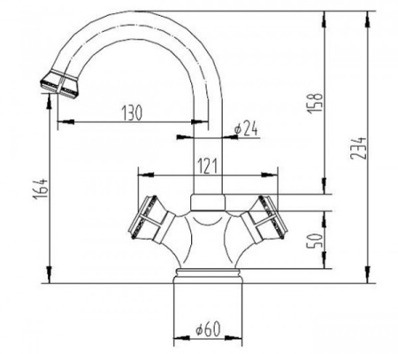 Смеситель для раковины ZORG Antic (A 2008U-BR), античная бронза