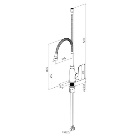 Смеситель для кухни с гибким изливом и душевой насадкой Milardo Meal (M07SB2FM05)