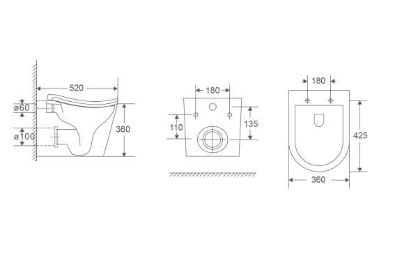 Эргономичный подвесной безободковый унитаз D&K München (DT1566516), с сиденьем микролифт