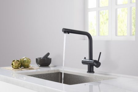 Смеситель для кухни Timo Saona (2396/03F) с подключением фильтра, черный