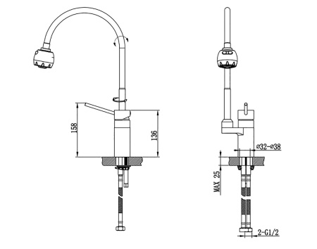 Смеситель для кухни Timo Saona (2308F chrome) с гибким изливом