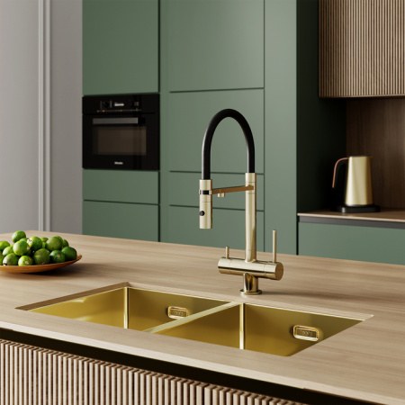 Смеситель для кухни с фильтром и гибким изливом IDDIS Ace (ACEMGFFi05), золото