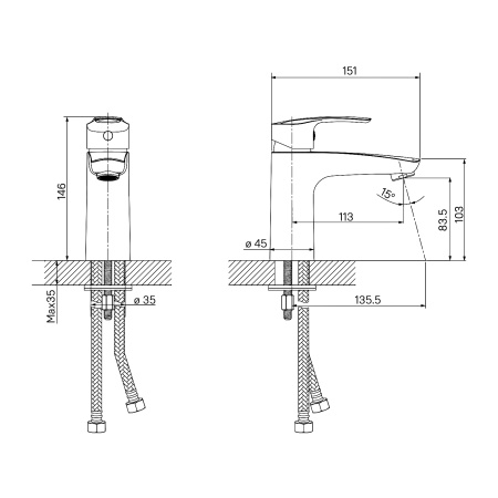 Смеситель для раковины IDDIS серия Ray (RAYBN00i01), нержавеющая сталь