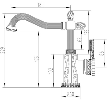 Смеситель для раковины ZORG Antic (A 125 U-BR), античная бронза