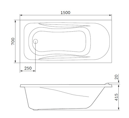 Ванна акриловая 150x70  Am.Pm Sense New (W76A-150-070W-A)
