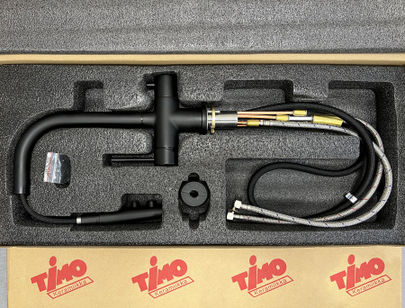 Смеситель для кухни Timo Saona (2356/03FL) с подключением фильтра и выдвижной лейкой, черный