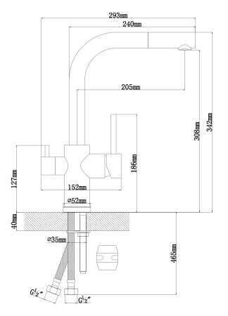 Смеситель для кухни с фильтром и выдвижной лейкой FLORENTINA Кристалл (333.32H.2123.107), песочный