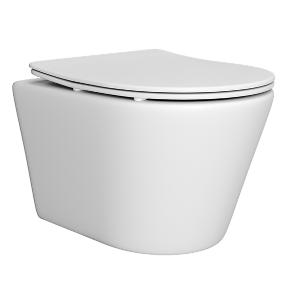 Подвесной безободковый унитаз ABELSBERG Element Ceramic (ELC70701WH) TornadoFlush и ультратонким сиденьем OneClick