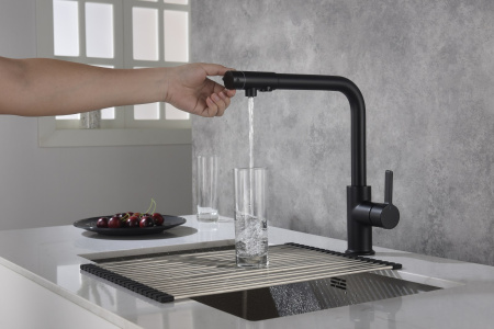 Смеситель для кухни Timo Hette (1026/03F) с подключением к фильтру, черный