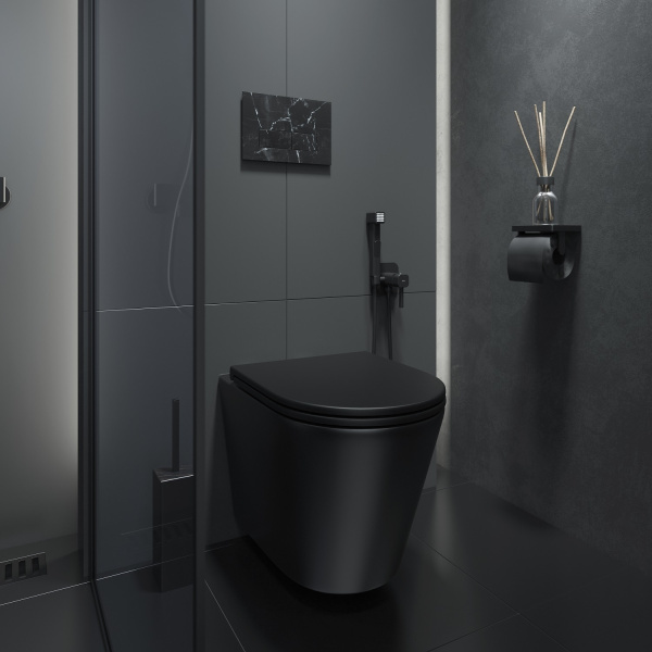 Унитаз подвесной IDDIS Calipso (CALR3BMi25) безободковый, черный матовый