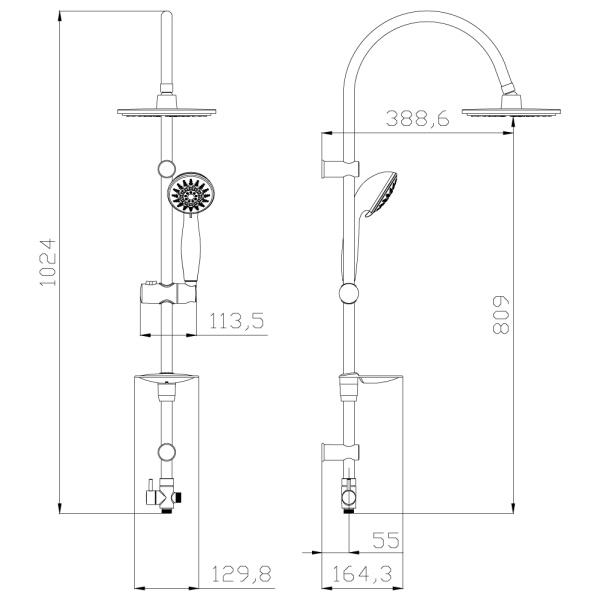 Душевая система LEMARK (LM8801C), без смесителя