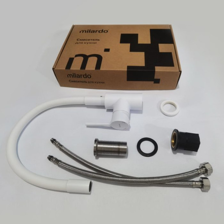 Смеситель для кухни с гибким изливом Milardo Meal (M01WT0FM05), белый