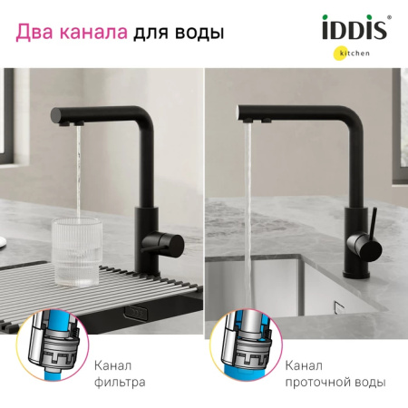 Смеситель для кухни с подключением к фильтру IDDIS Rule (RULBLLFi05) черный