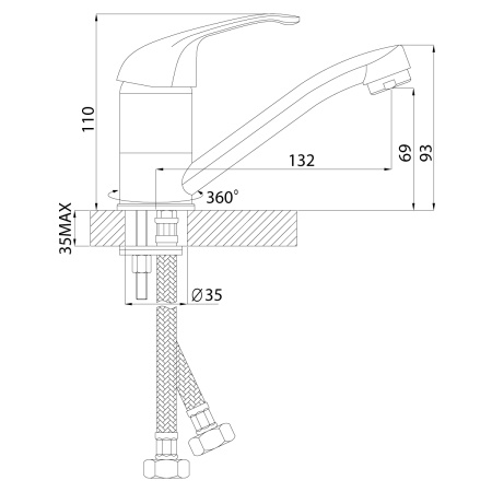 Смеситель для раковины ROSSINKA Silvermix Серия A (A35-22U)