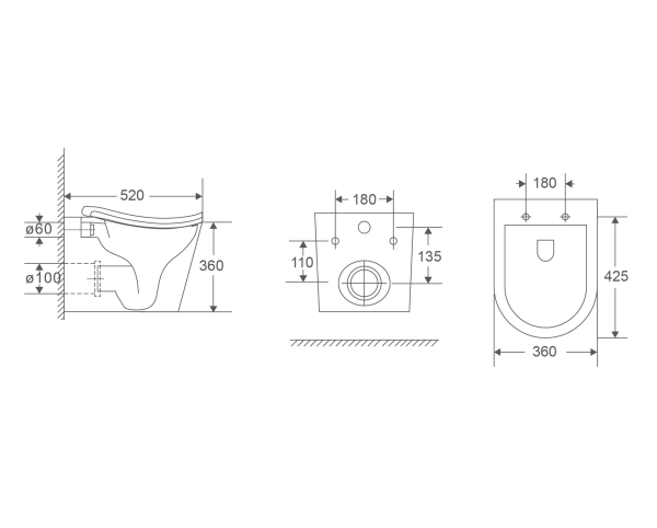 Эргономичный подвесной безободковый унитаз D&K Bamberg (DT1556516), с сиденьем микролифт