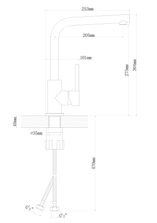 Смеситель для кухни FLORENTINA Дельта FL 313.06H.1123.307) серый шёлк