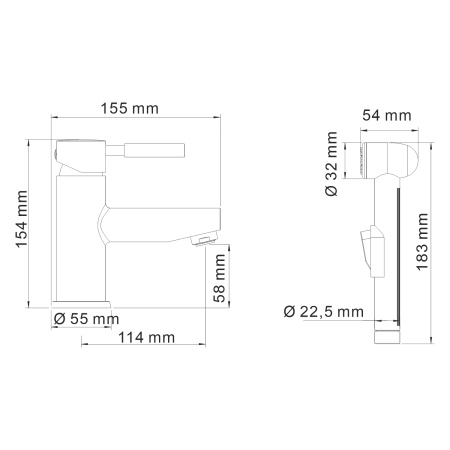 Смеситель для умывальника с гигиенической лейкой WasserKRAFT Main (4108)