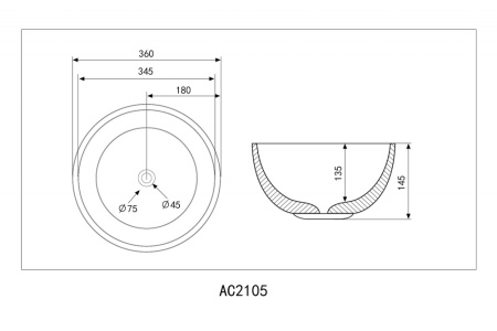 Раковина накладная круглая ABBER серия Bequem (AC2105) белая