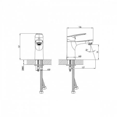 Смеситель для раковины (умывальника) MILARDO серия Horizont (HORSB00M01)