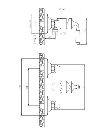 Смеситель для душа ESKO PRAGUE (PG80BR) без излива, бронзовый