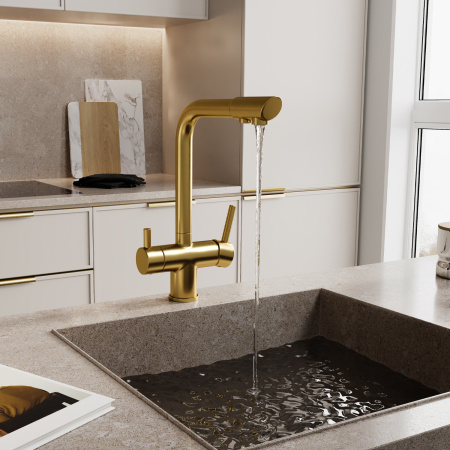 Смеситель для кухни под фильтр WasserKRAFT Kitchen (A8387), золото