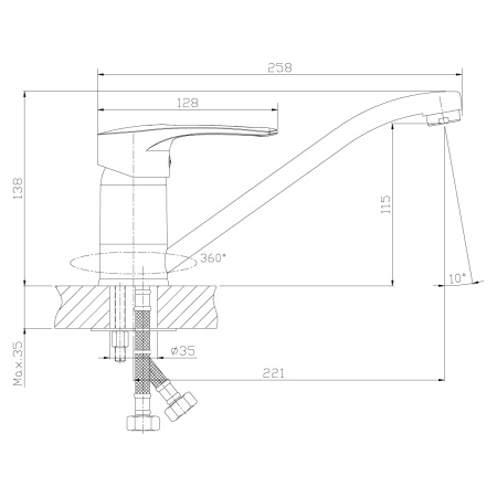 Смеситель для кухни ROSSINKA Silvermix Серия T (T40-21)