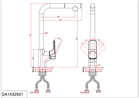 Смеситель для кухни DK Berlin.Freie (DA1432501) с выдвижной лейкой