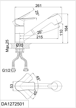 Смеситель для кухни DK Rhein.Reisling (DA1272501) с выдвижной лейкой