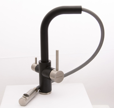 Смеситель для кухни с фильтром и выдвижной лейкой FLORENTINA Кристалл (333.32H.2123.107), песочный