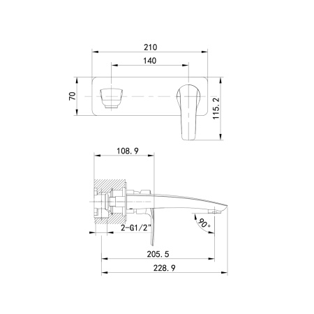 Встраиваемый смеситель для умывальника IDDIS Ray (RAYSB00i65)