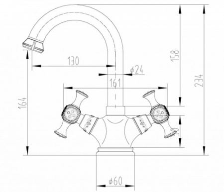 Смеситель для раковины ZORG Antic (A 6008U-BR), античная бронза