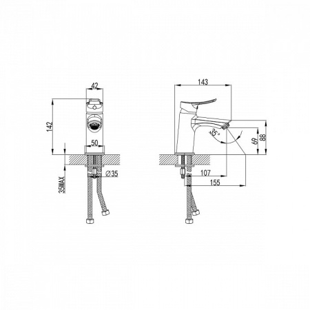 Смеситель для раковины (умывальника) MILARDO серия Amplex (AMPSB00M01)