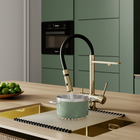 Смеситель для кухни с фильтром и гибким изливом IDDIS Ace (ACEMGFFi05), золото