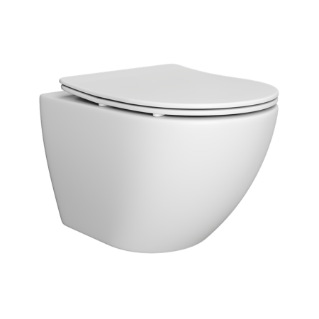 Подвесной безободковый унитаз ABELSBERG Arcade Ceramic (ARC60801WH) TornadoFlush и ультратонким сиденьем OneClick