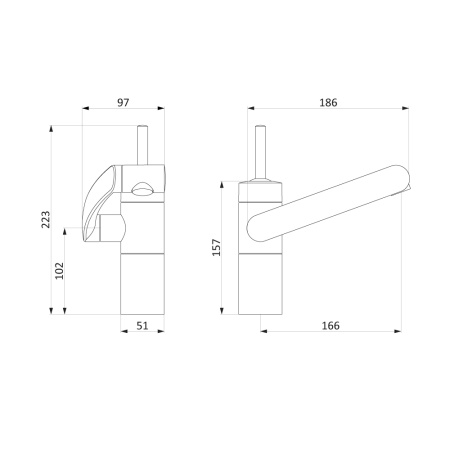 Смеситель для раковины (умывальника) DAMIXA Arc (290217464), хром/черный