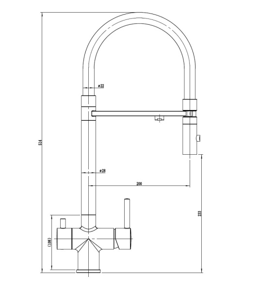 Смеситель для кухни с фильтром и гибким изливом DQ Kitchen (DA1462506Grey) черный графит