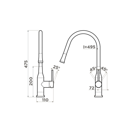 Смеситель для кухни с гибким изливом OMOIKIRI Yatomi BN-WH (4994250), белый