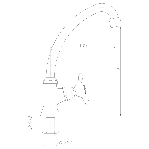 Кран для холодной воды ROSSINKA Silvermix (Q02-60U)