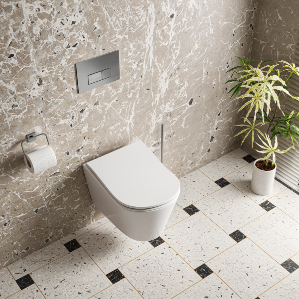 Эргономичный подвесной безободковый унитаз D&K Bamberg (DT1556516), с сиденьем микролифт