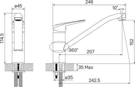 Смеситель для кухни IDDIS Male (MALBL00i05), черный матовый