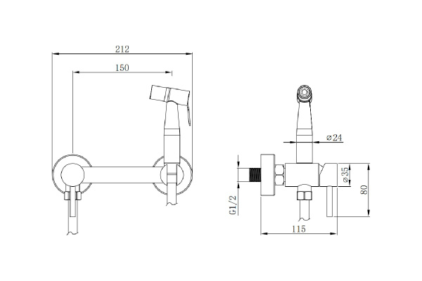 Смеситель для биде Olives Akero (AK11135) с гигиеническим душем Смеситель для биде Olives Akero (AK11135) с гигиеническим душем