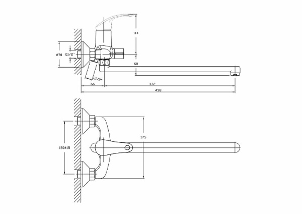 Смеситель для ванны Haiba (HB2236) с длинным изливом и душевой лейкой