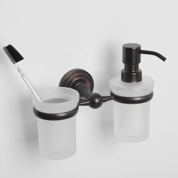 Держатель стакана и дозатора WasserKRAFT  Isar (K-7389) темная бронза Держатель стакана и дозатора WasserKRAFT  Isar (K-7389) темная бронза