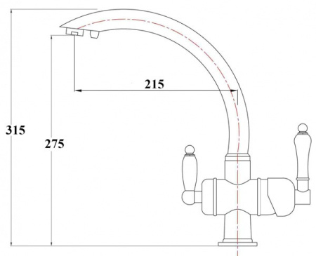 Смеситель для кухни под фильтр, ZORG (ZR 327 YF ANTIQUE)