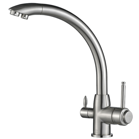 Смеситель для кухни ZORG Steel Hammer (SH 699 SATIN) с подключением к фильтру, сатин