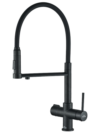 Смеситель для кухни ZORG Steel Hammer (SH 2003 PVD GRAFIT) с подключением к фильтру и гибким изливом, графит